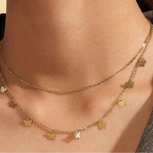 Gold Butterfly Charm Layered Necklace